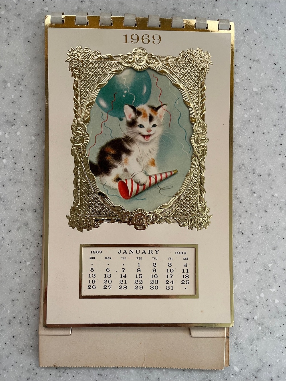 Vtg 1969 Marjorie M. Cooper Kitten Kalendar MCM Calendar by Gibson HTF **READ**